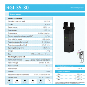 Electric rotary gripper for robots, RGI-35-30