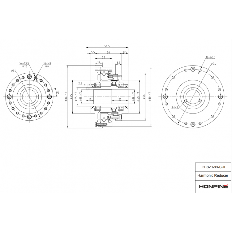 Hollow Shaft Structure Integrated Sealed flange Harmonic Drive Transmission Gear