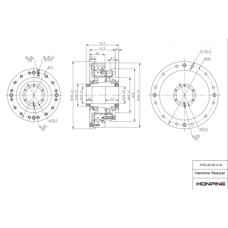 Hollow Shaft Strain Wave Harmonic Drive Wave Generator Reducer