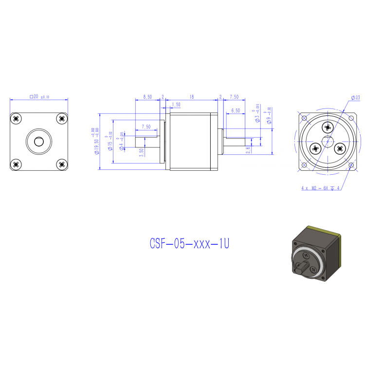 Shaft-Input Type Mini Harmonic Drive Gearbox