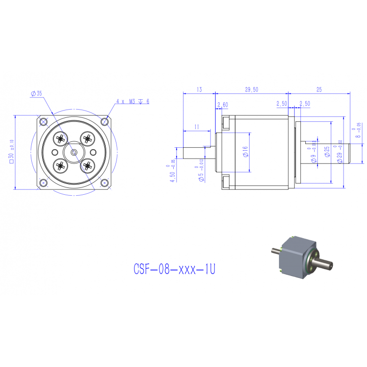 Ultra-small Axial Length High Torque Mini Harmonic Drive Gearbox
