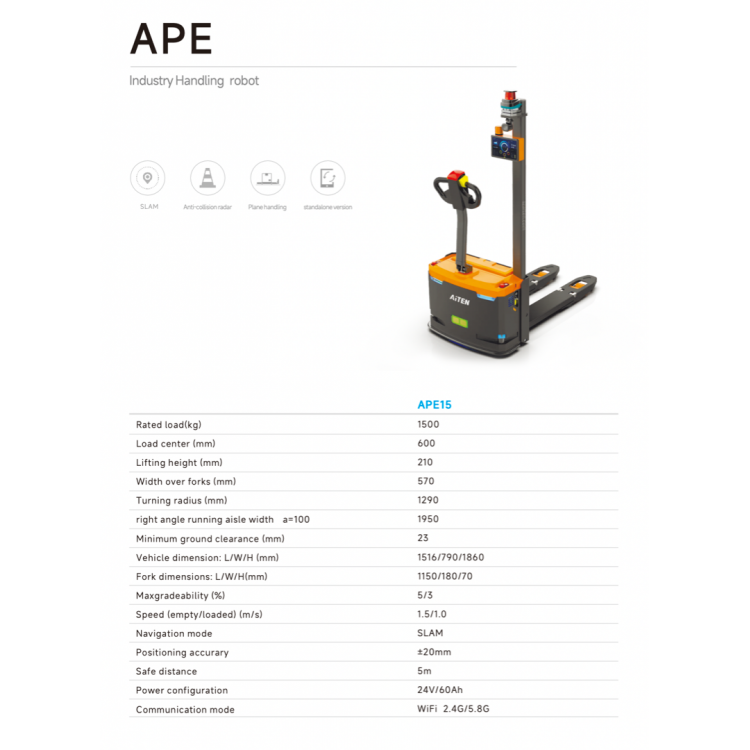 Industry Handling Robots - AITEN APE15 Forklift Robots